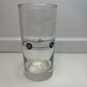 Vintage Libbey 10 oz. Drinking Glass Green Jaguar XK 140 Car Mobile Gas Oil 5”